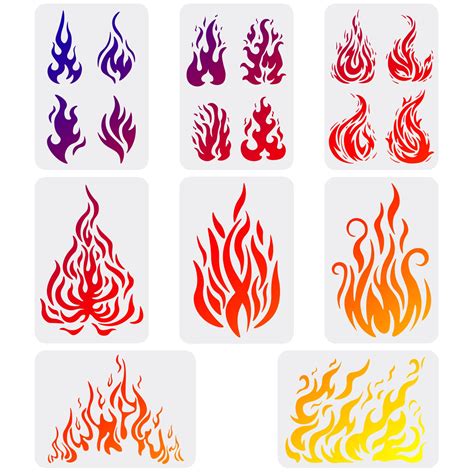 QBIX Flame Stencil Flames Stencil Fire Stencil A5 Size Reusable Kids Friendly DIY Stencil For ...