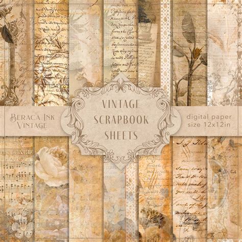 Vintage Scrapbook Sheets Digital Paper Stained Pages Old - Etsy