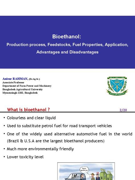 Bioethanol:: Production Process, Feedstocks, Fuel Properties ...