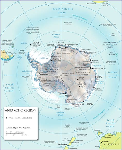 Physical Map of Antarctica - Nations Online Project