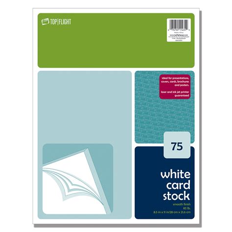 White Cardstock, 8.5" x 11", 82 lb., 75 Sheets