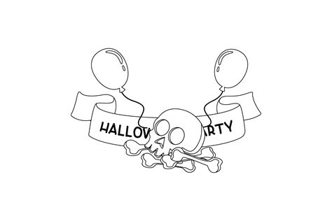 Halloween Banner Skull Outline Graphic by garnetastudio · Creative Fabrica