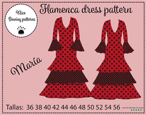 FLAMENCO maria Dress Pattern Pdf /size 36/38/40/42/44/46/48/50/52/54/56 Flamenco Dress Pattern ...