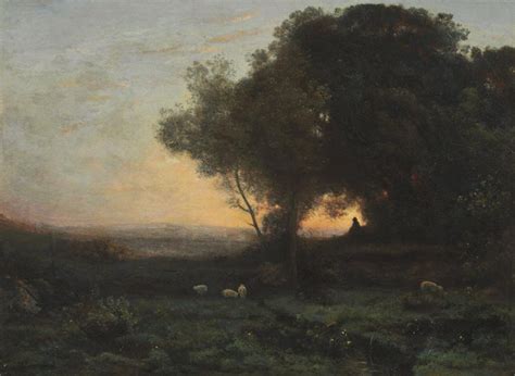 Camille Corot Le Berger Sous Les Arbres