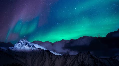 Northern Lights Night Sky Mountains Landscape 4k - Free 4k Wallpapers ...