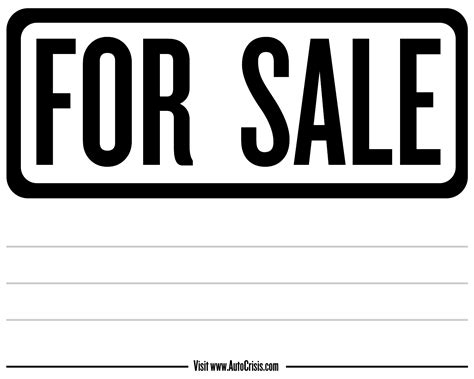 Printable Car For Sale Sign Template - Car Sale and Rentals