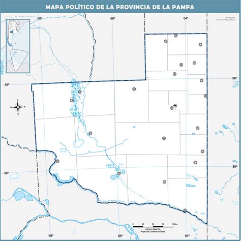 Blank political map of the Province of La Pampa | Gifex