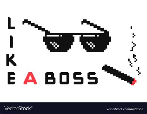 Like a boss pixel isolated concept meme gangster Vector Image