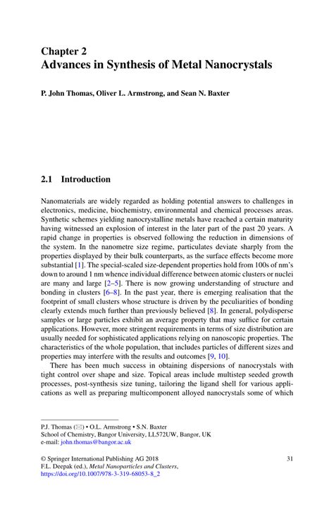 (PDF) Advances in Synthesis of Metal Nanocrystals