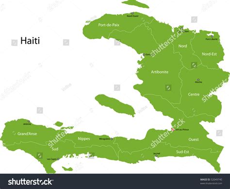 Haiti Map With Departments And Capital Cities Stock Photo 52049740 ...