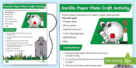 FREE! - Gorilla Craft Paper Plate Activity | Resources | Twinkl