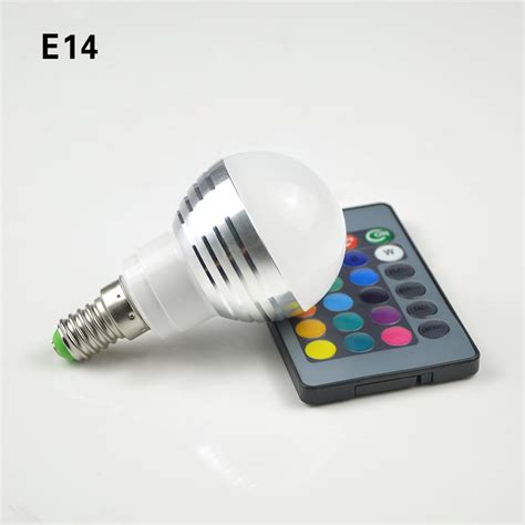 RisingPro IR Remote Control RGB LED Bulb Lamp E14 E27 B22 GU10 MR16 AC85-265V 3W RGB LED Spot ...