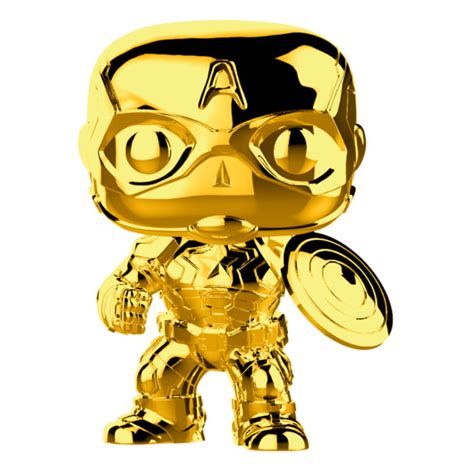 Marvel MS 10 Captain America Gold Chrome Pop! Vinyl Figure Merchandise | Zavvi