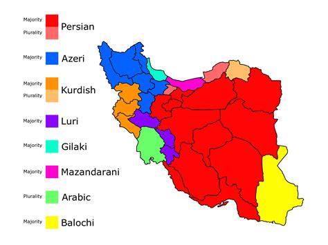 Languages in Iran by Province; 2010 : r/MapPorn