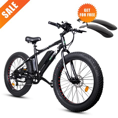 Ecotric 26" 36V 500W Fat Tire Electric Bicycle Mountain Beach e-Bike Removable Battery 7 Speed ...