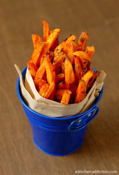 Spicy Sweet Potato Fries - A Kitchen Addiction