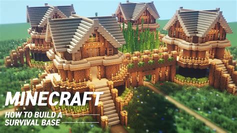 Minecraft : Large oak Survival Base Tutorial ｜How to Build in Minecraft - YouTube