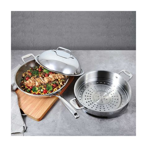 3 Pc Stainless Steel Wok With Steamer And Lid