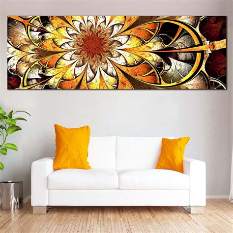 Abstract Flower Canvas Wall Art, Yellow Abstract Blossom Patterns 1 Pi – Dwallart