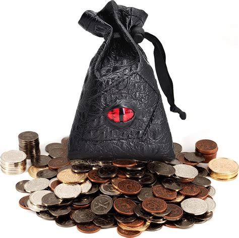 Amazon.com: DND Metal Coins Set of 60 with Leather Pouch - Gaming Tokens, Pirate Treasure ...