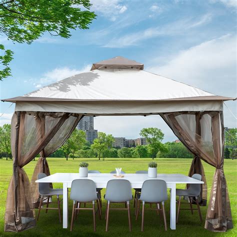 VEVOR Pop Up Gazebo 12x12ft with Solar Panel Light - Outdoor Canopy Gazebo with 4 Sandbags and ...