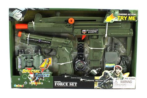 Velocity Toys Special Combat Force Army Friction Toy Gun Complete Combo Set w/ Friction Uzi Toy ...