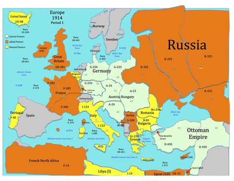 This is the War Map for the World War One Simulation. Armies are represented by numbers. All the ...