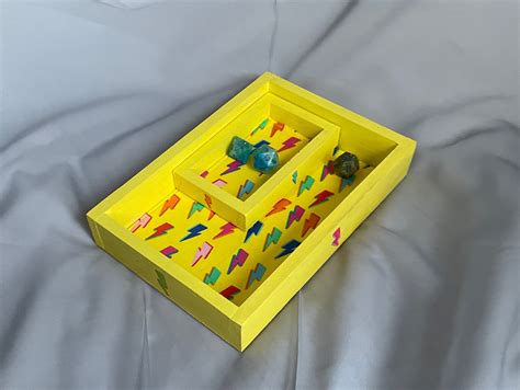 Yellow Lightning 80's DND Dice Trays (SET OF 2) \\ Neon Handmade Dice Trays \\ Gift for Dungeon ...