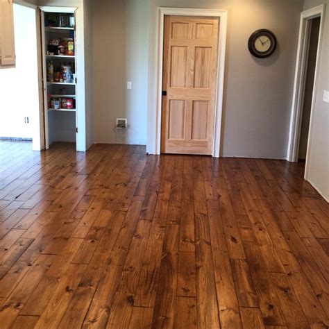 Minwax Early American stain on Pine. Solid Hardwood flooring in Kitchen | Hardwood floor stain ...