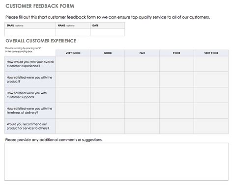 Software Feedback Form Template | DocTemplates