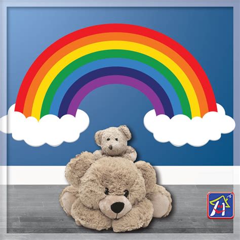 Rainbow Wall Decal With Clouds, Nursery Colorful Wall Sticker, Cute ...