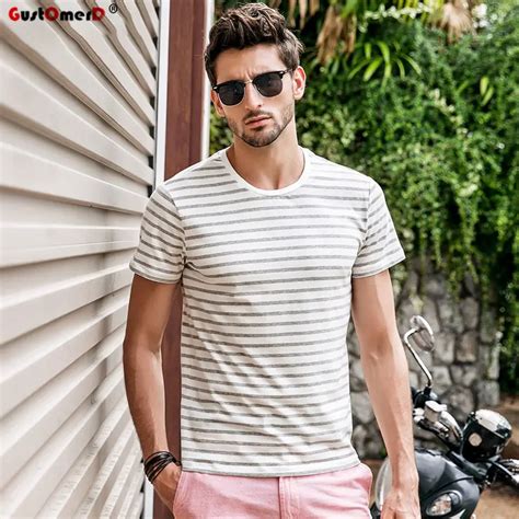 Aliexpress.com : Buy GustOmerd Summer Men T shirt Short Sleeve T shirt Men T Shirt Striped Male ...