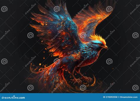 Phoenix Bird with Wings on Fire. Mythological Folklore Spiritual Creature. Ai Generated Stock ...