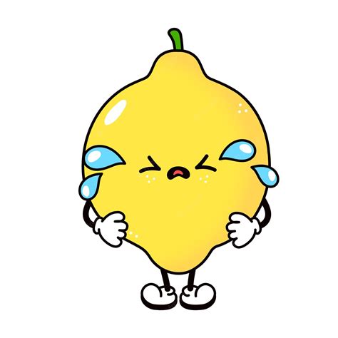 Premium Vector | Cute funny crying sad Lemon character