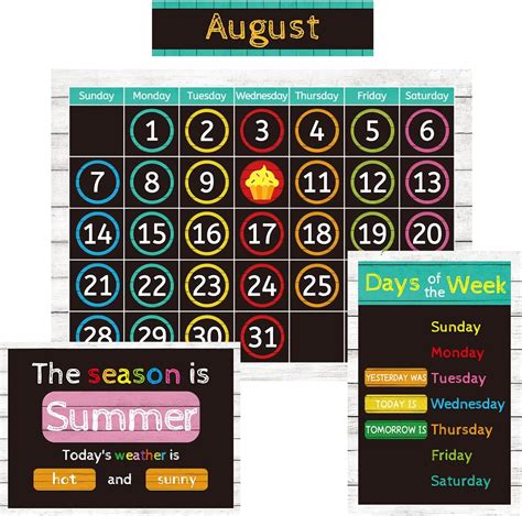 Calendar Bulletin Board Set for Classroom White Wood India | Ubuy