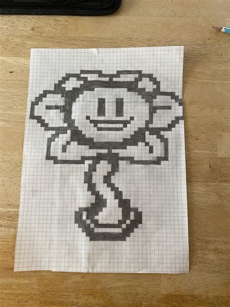 Flowey Pixel-art on grid paper! : r/Undertale