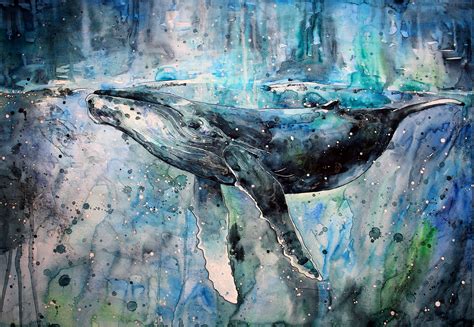 whale, Artwork, Watercolor, Paint Splatter, Animals, Painting ...