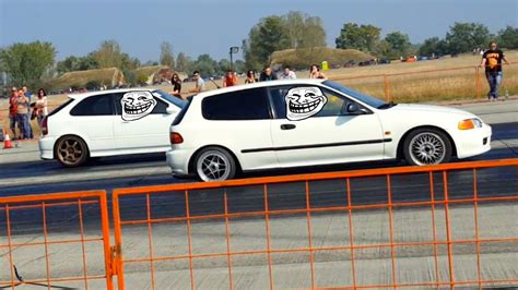 Honda Civic Ek4 vs Honda Civic Eg6 - B16 Battle - Drag Race 01.10.2016 at Kiskunlacháza - YouTube