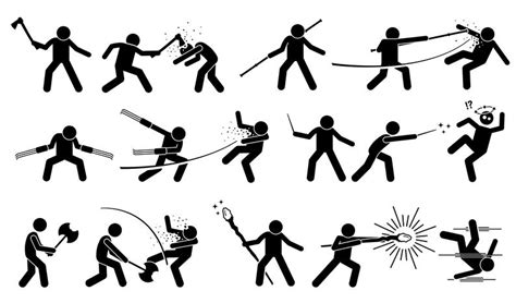 Fantasy Cartoon Character Stick Figures Fight Fighting Weapons - Etsy | Stick figure fighting ...