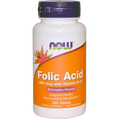 Jual Now Foods Folic Acid 800 mcg Vitamin B12 B Complex 250 Tablet, Asam Folat, Vitamin Hamil ...