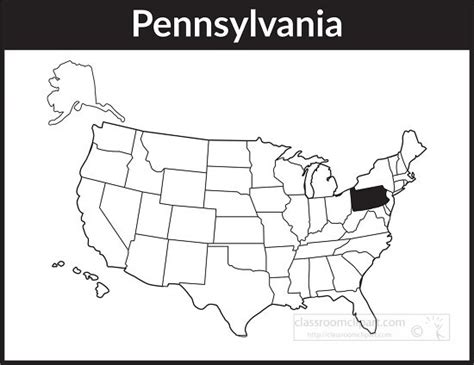 World Maps Outline-pennsylvania map square black white clipart