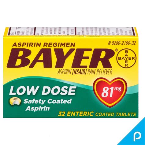 Buy Bayer Low Dose Safety Coated 'Baby' Aspirin 81 mg Tablets 32 ea (Pack of 2) Online at Lowest ...