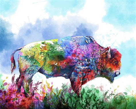 Colorful Buffalo Digital Art by Bekim M