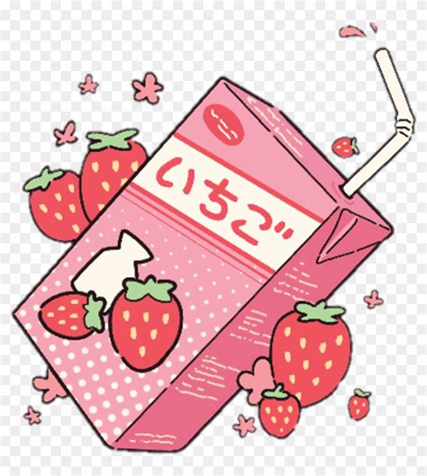 Aesthetic Kawaii Milk Strawberry Pastel Pink - Strawberries And Cigarettes - Free Transparent ...