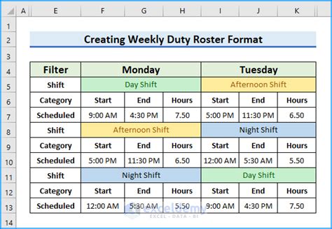 How to Create Weekly Duty Roster Format in Excel - ExcelDemy