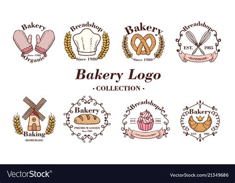 Bakery and donuts collections logo flat color Vector Image