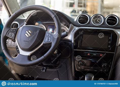 Russia, Izhevsk - March 05, 2020: Suzuki Showroom. Interior of New Modern Vitara Car Editorial ...