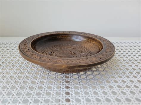 Vintage Carved Wood Bowl Decorative Bohemian Folk Art - Etsy