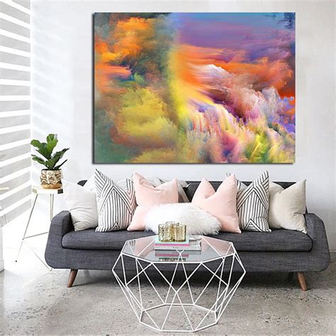 JQHYART Abstract Colorful Cloud Modern Home Decor Oil Painting Wall ...