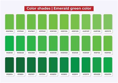 Green color shades with RGB HEX for textile, fashion design, paint 15806674 Vector Art at Vecteezy